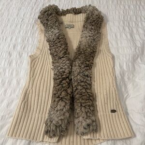 Guess Cream and Brown Sweater Vest